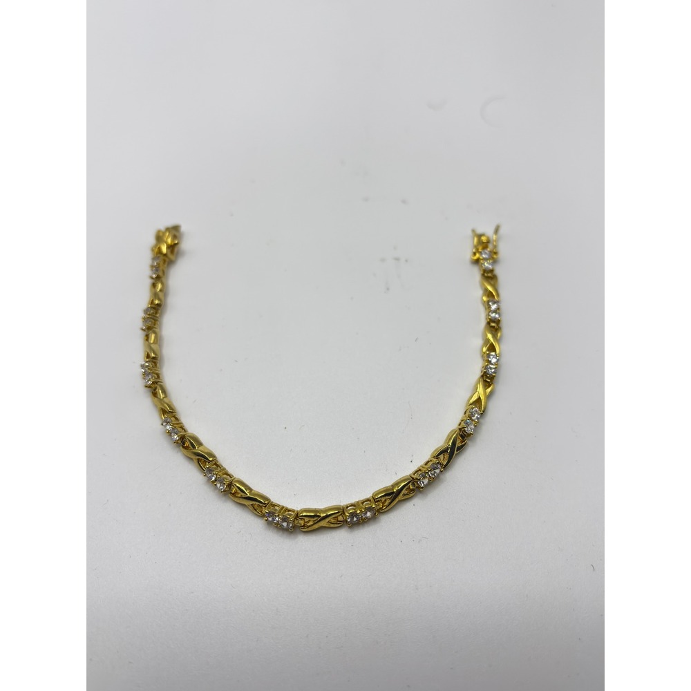 Unbranded Tennis Bracelet Womens 7"‎ Gold Tone X and O Crystal Link Sparkly